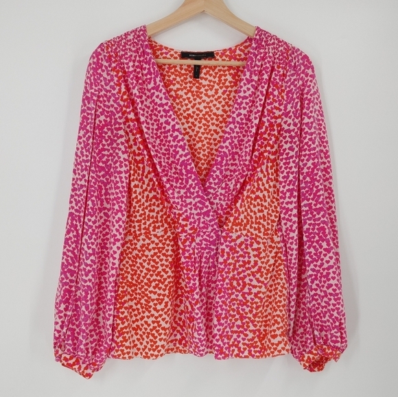 BCBGMaxAzria Tops - BCBGMaxAzria Silk Heart Print Blouse